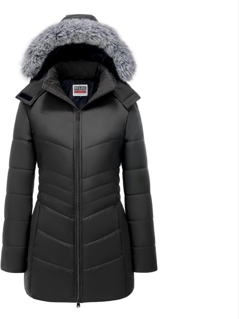 Cozy Women's Long Winter Puffer Coat with Removable Fur Hood - Warm & Stylish